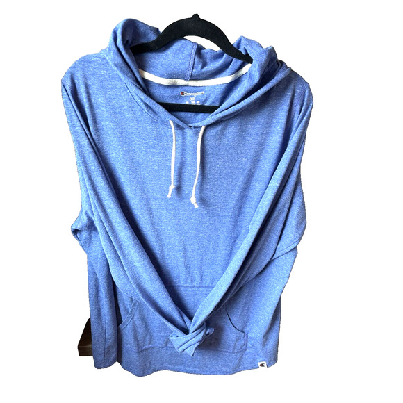 Champion Womens Pullover Hoodie Size 2XL Thumb Hole Heather Blue Logos - Picture 9 of 9